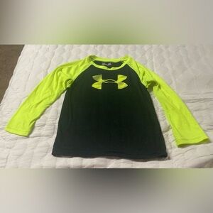 Under Armour Boy’s Black and Neon Green Long Sleeve Shirt